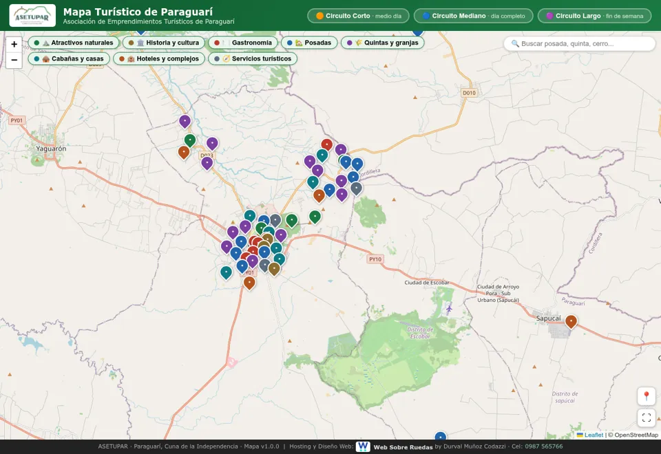 Mapa turístico de ASETUPAR, Paraguarí